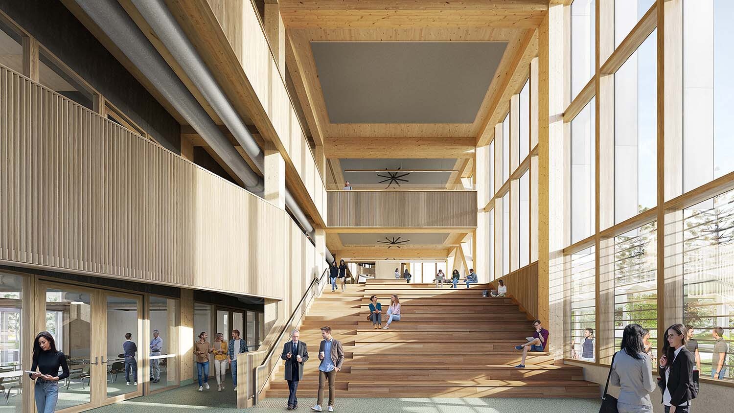 USC Moreton Bay Campus Expansion - Conceptual Interior Render - Stacked Bleachers