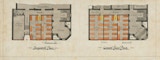 Heritage hand-drafted architectural drawing showing both of the " Ground Floor Plan" & " Basement Plan" with corresponding titles underlined underneath for the Peoples's Palace.