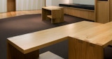 Timber furniture detailing inside Periocare Office architecture design Kirk Studio. 