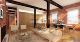 Daytime internal render, concept livingroom, dining and kitchen, by KIRK.