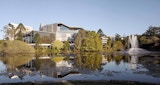 UQ AEB University of Queensland Advanced Engineering Building view from across campus lake - Architecture by KIRK Studio.