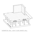 Axonometric view - heavy floor concrete wall 3d detail for AEB.