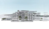 Sectional perspective render International School. - architecture by KIRK Studio.