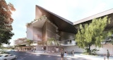 Concept render - Ground level vehicle access and entry for International School. - architecture by KIRK Studio.