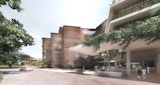 Concept render - Ground level vehicle access and entry for International School. - architecture by KIRK Studio.