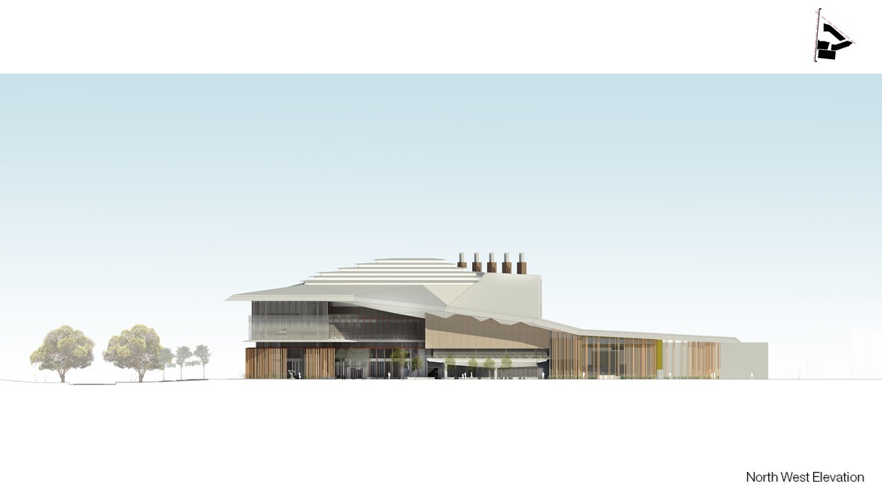 North-west elevation drawing for James Cook University new Technology Innovation Complex, located in Townsville Queensland. - Architecture by KIRK Studio.