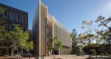 Alternative campus view outside the Learning innovation building on the University of Queensland Campus. Architectural design by KIRK Studio.