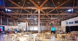 Interior architecture - Timber column and MET diagrid beams inside the Mon Repos Turtle Centre.