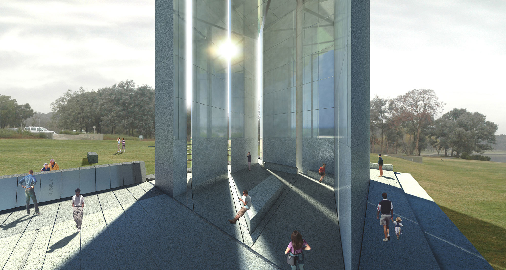 KIRK World War 1 + 2 Memorial - Canberra Australian Capital Territory - Public Architectural Building - Dusk Render