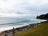 Beach view of Moffat Beach and coastline in Queensland Australia.