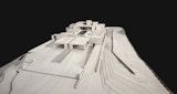 Perspective view of courtyard residence 3D wood model. Design by KIRK studio