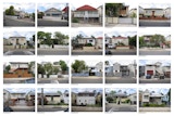 Collection of images in ordered rows of house currently constructed in West End Queensland. Street study for Architectural research.